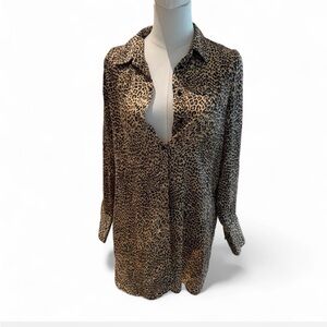 Zara Leopard Print Button-Down Shirt - Tan & Black
